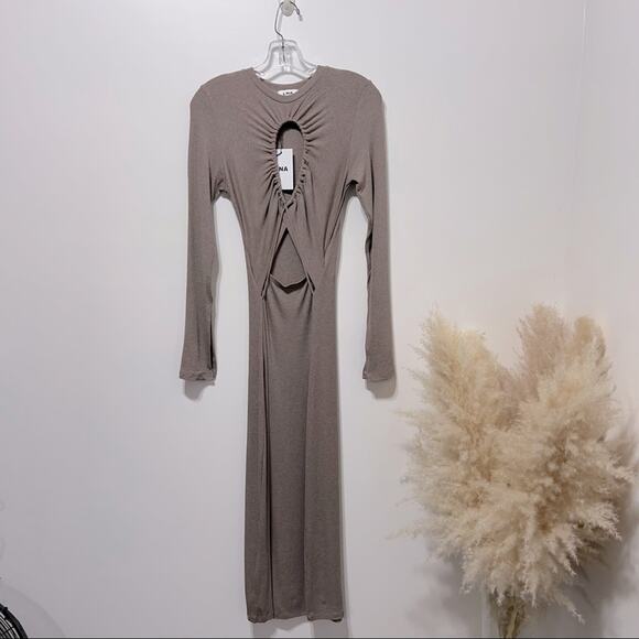 REVOLVE LNA Tenley Cut Out Midi Dress Size S in Coco Bean NWT - Picture 5 of 11